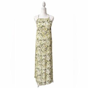 Romeo + Juliet Couture Halter Maxi Dress Size M Yellow Black Print Open Back
